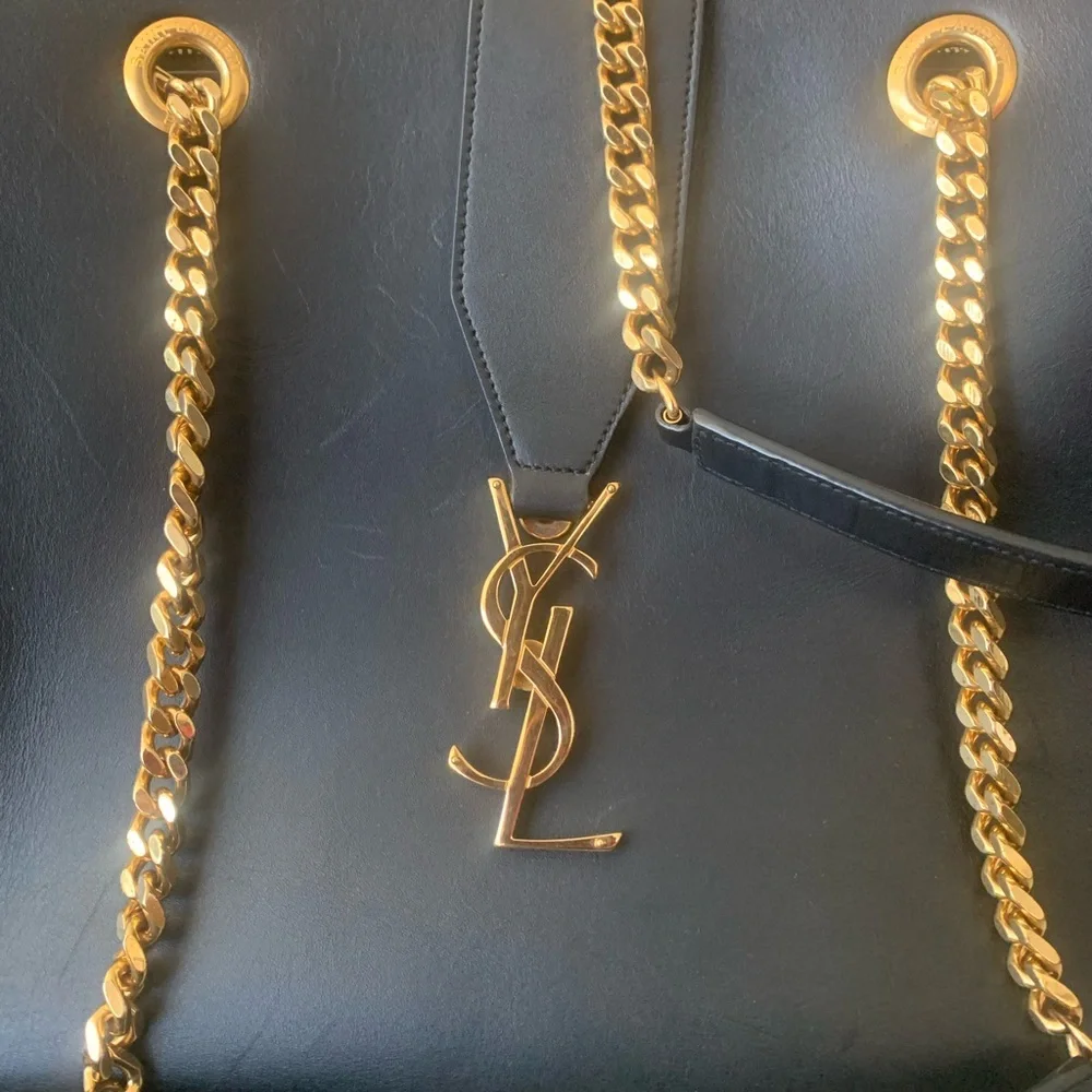 Saint Laurent Black and Gold Leather Tote - Picture 5 of 16